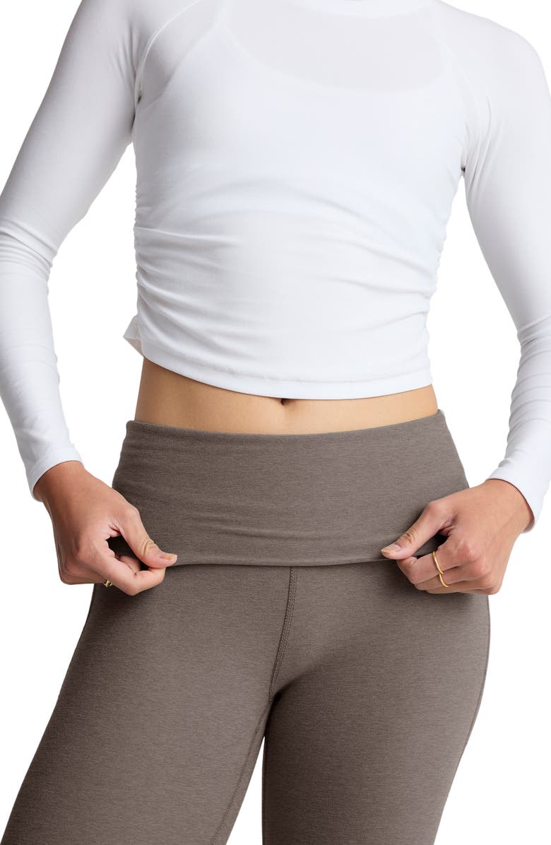 Beyond Yoga Space Dye Foldover Pants, Alternate, color, Soft Umber Heather