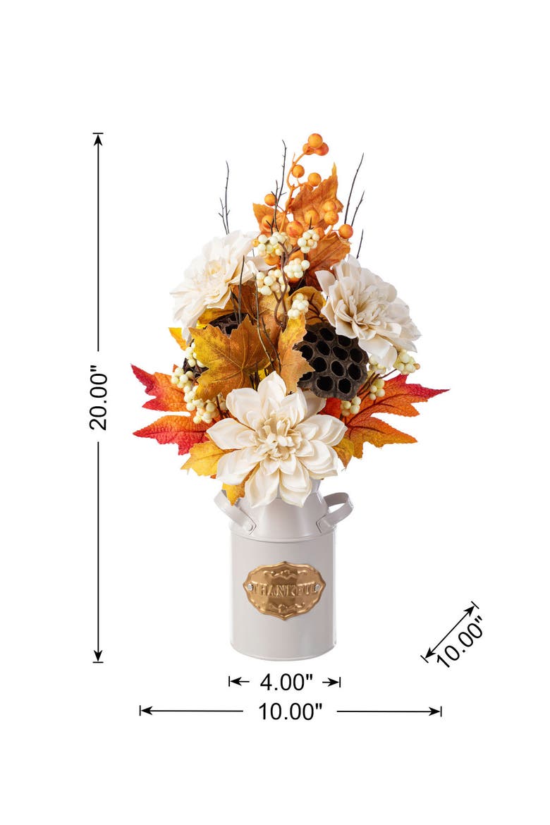 22"H Fall Dahlia Lotus Pod and Berry Centerpiece, Alternate, color, Orange