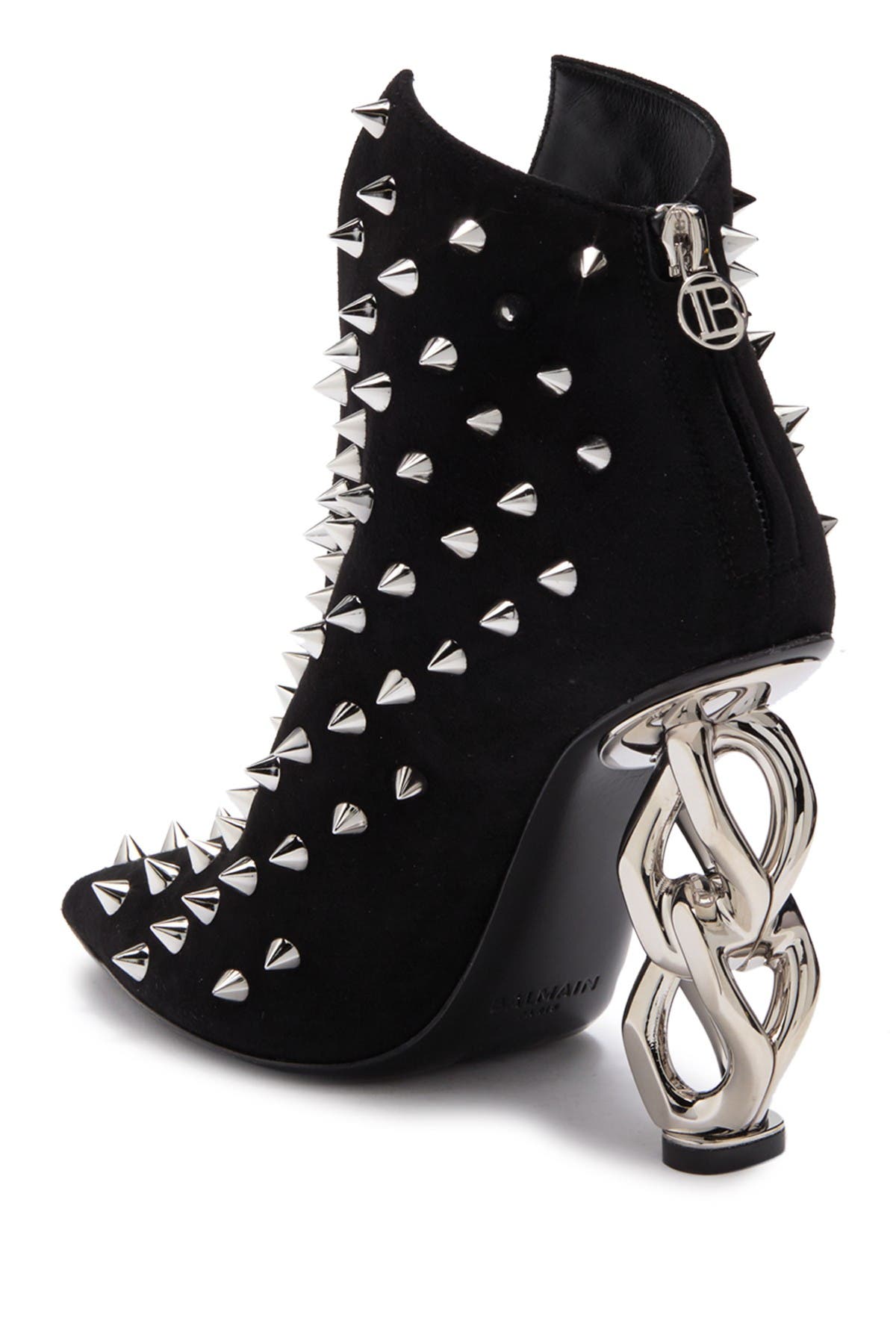 Balmain Studded Sculpted Heel Bootie, Alternate, color, 
