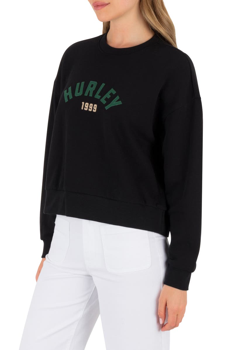 Hurley Worthy Boxy Cotton French Terry Graphic T-Shirt, Alternate, color, Black