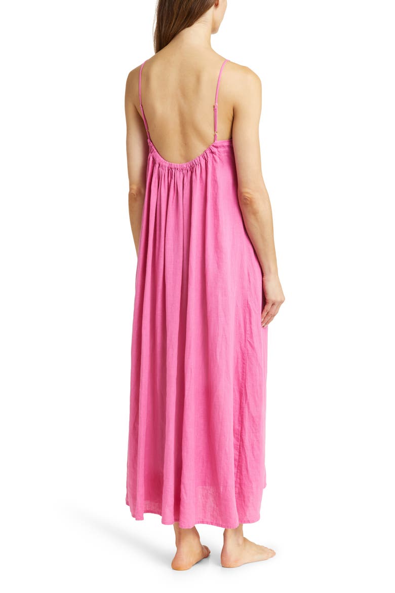 Print Square Neck Nightgown, Alternate, color, PLAIN LINEN CERISE