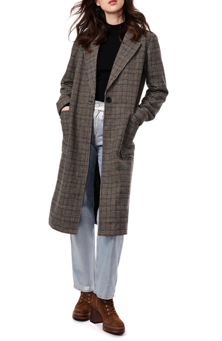 Bernardo Microhoundstooth Wool Duster Coat, Alternate, color, 
