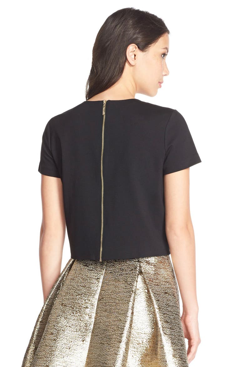 Embellished Ponte Blouse, Alternate, color, BLACK