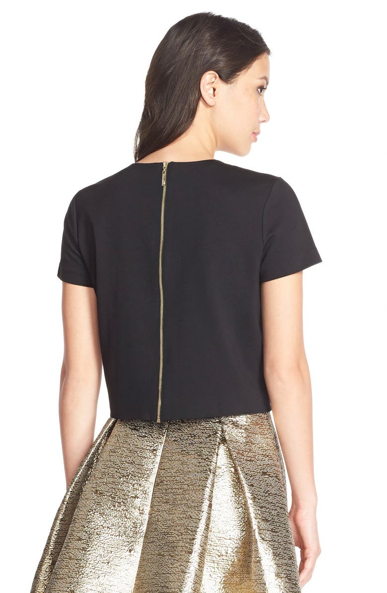 Eliza J Embellished Ponte Blouse, Alternate, color, 