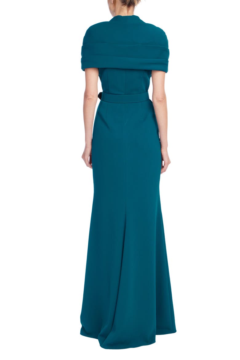 Pleated Shoulder Overlay Gown, Alternate, color, TEAL