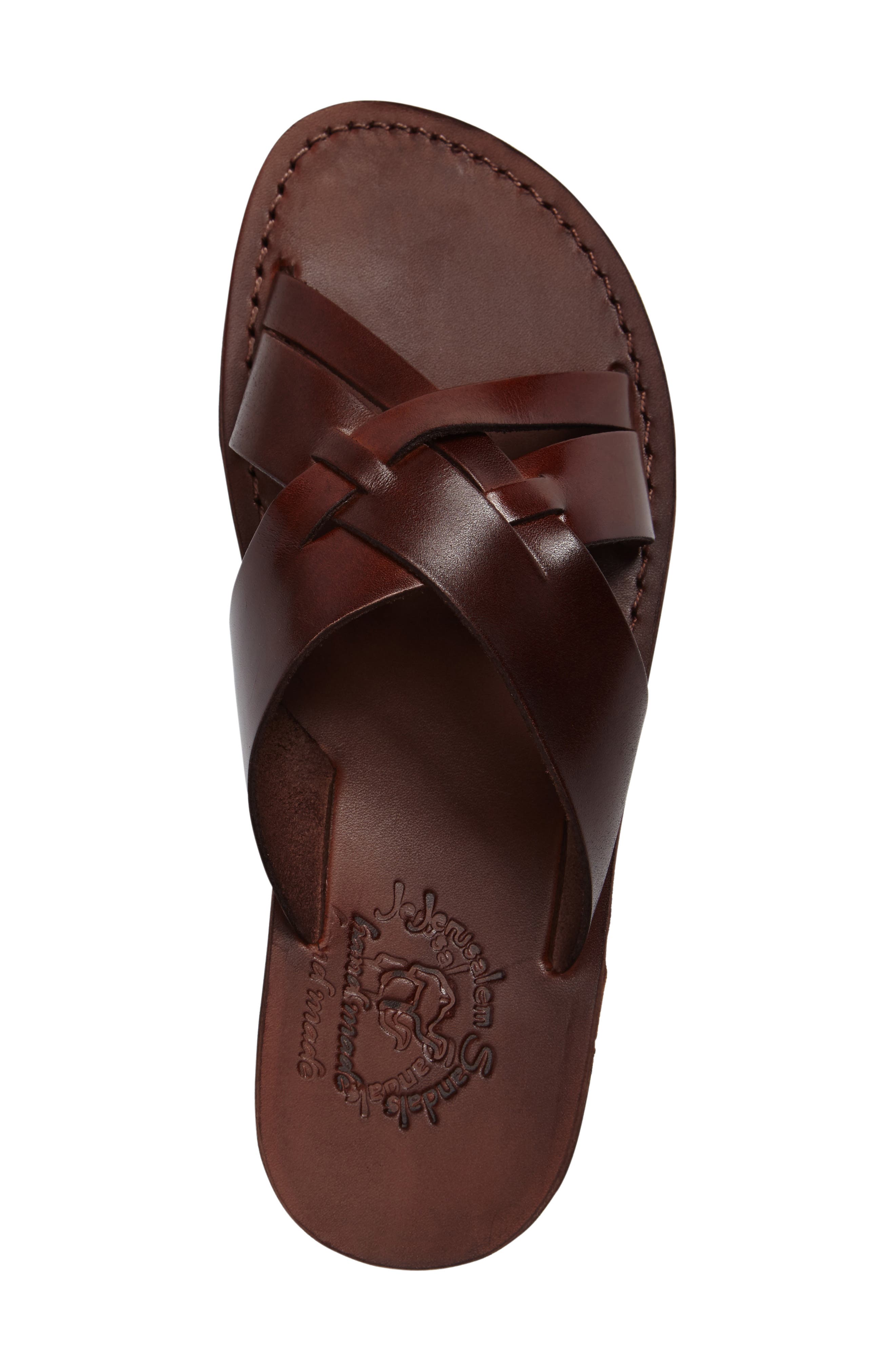 Jesse Slide Sandal, Alternate, color, BROWN LEATHER