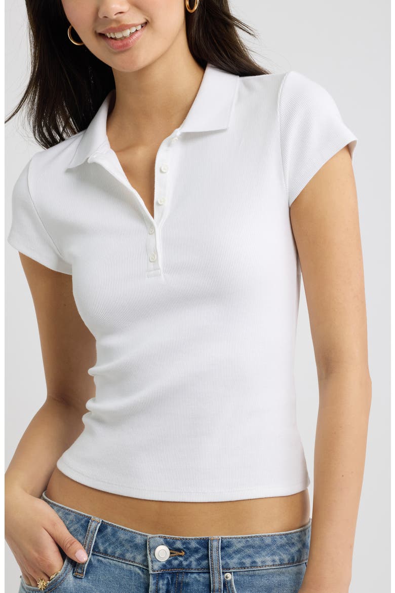 Stretch Cotton Rib Polo, Alternate, color, WHITE