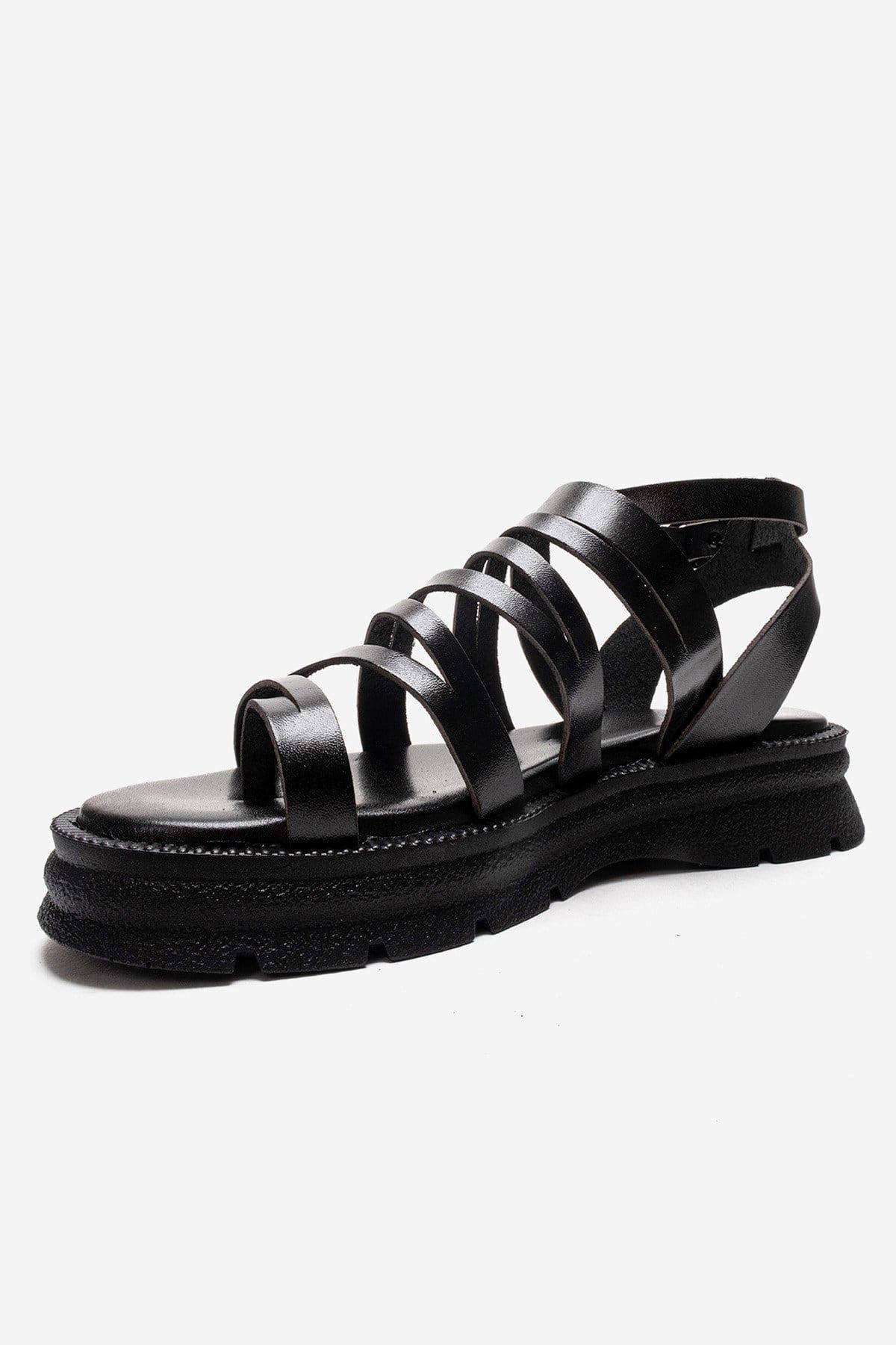 Forever & Always Shoes Pelsa Leather Multi Strap Sandal, Alternate, color, Black