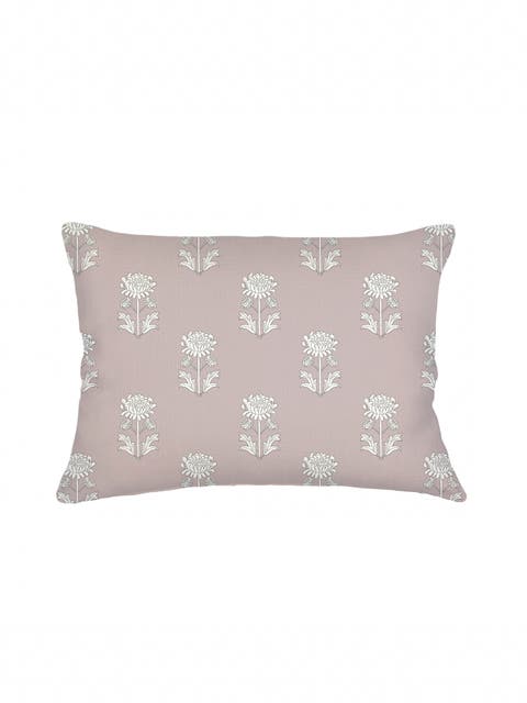 Block Print Linen Pillow with Down Alternative Insert