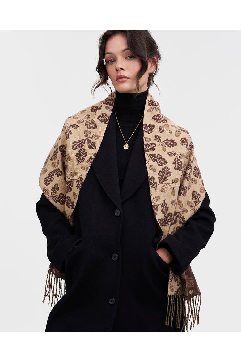 Chocolate Acorn Jacquard Scarf, Alternate, color, Caramel & Chocolate