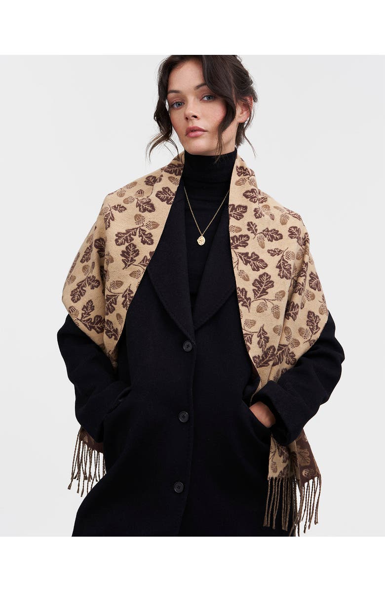 Fable England Chocolate Acorn Jacquard Scarf, Alternate, color, Caramel & Chocolate