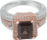 SUZY LEVIAN Two-Tone Sterling Silver Smoky Quartz & White Topaz Ring
