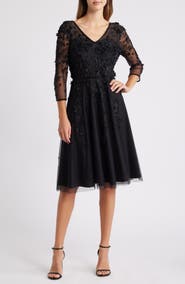 Pisarro Nights 3D Floral Beaded Cocktail Dress