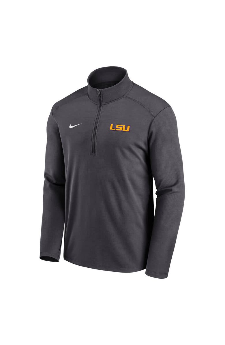 Nike Men's Nike Anthracite LSU Tigers Primetime Pacer Performance Half-Zip Top, Alternate, color, Anthracite
