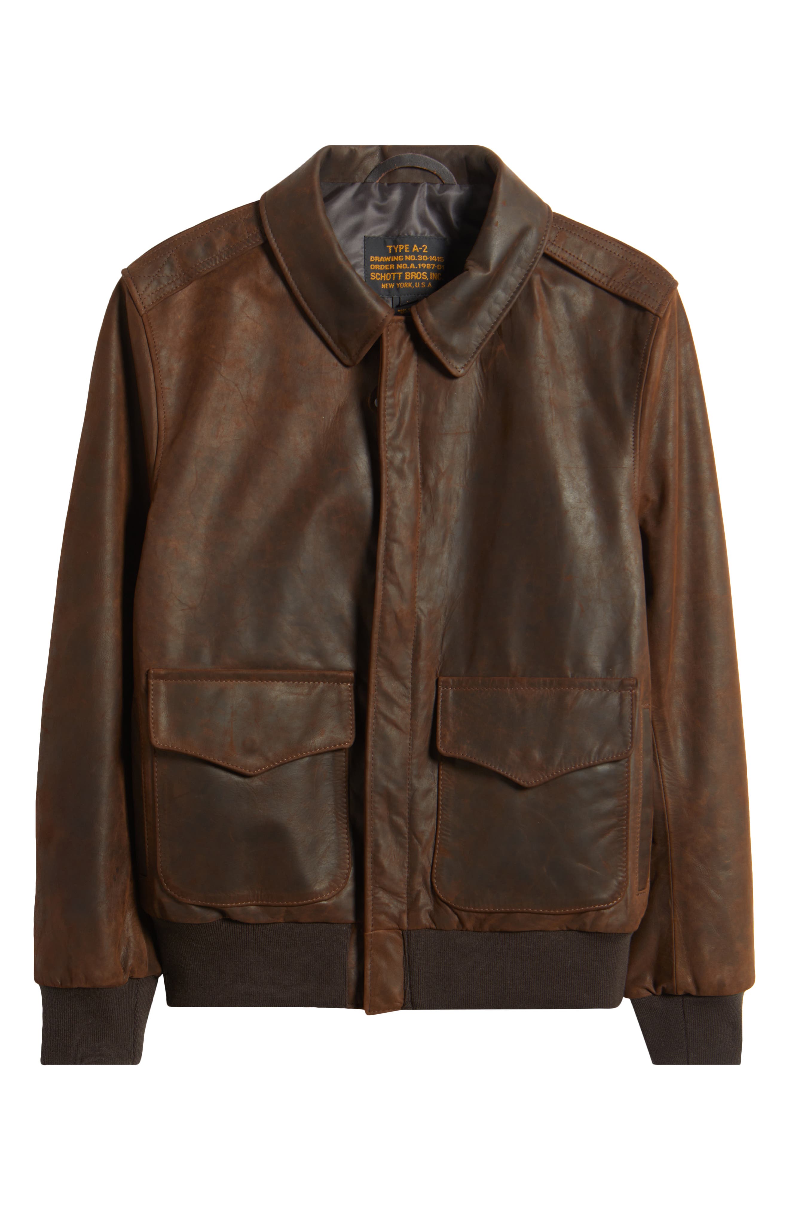 【schott】Flight work jacket Schott NYC Lightweight Leather Flight Jacket (Men) | Nordstrom