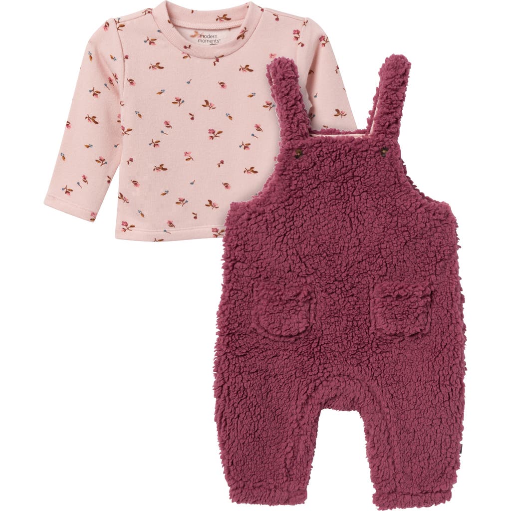 Modern Moments™ By Gerber Microplush Overall & Shirt Set In Dark Rose