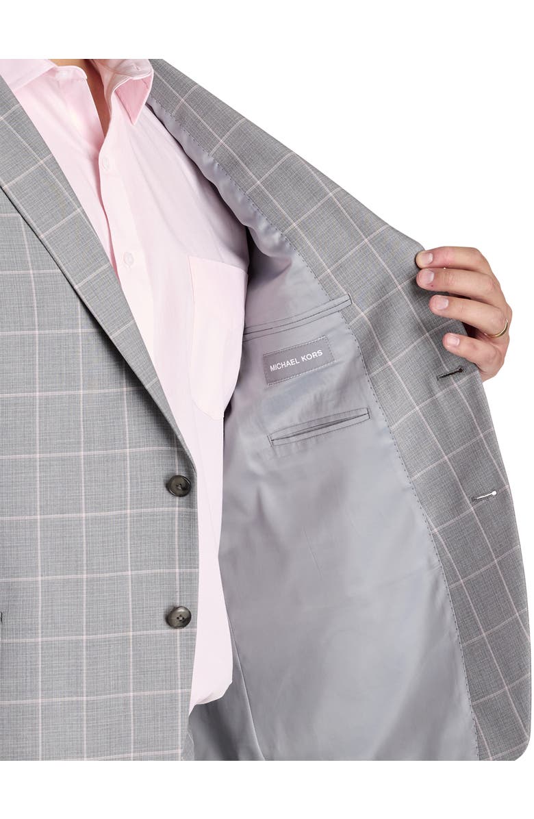 Michael Kors Big & Tall Windowpane Suit Jacket, Alternate, color, Grey