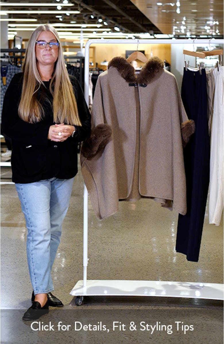 Faux Fur Trim Hooded Ruana, sales video thumbnail