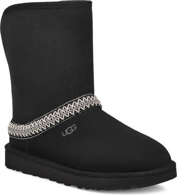 UGG Classic Short Fluff Spill selling Seam Womens Black Winter Snow Boots Size 5 NEW