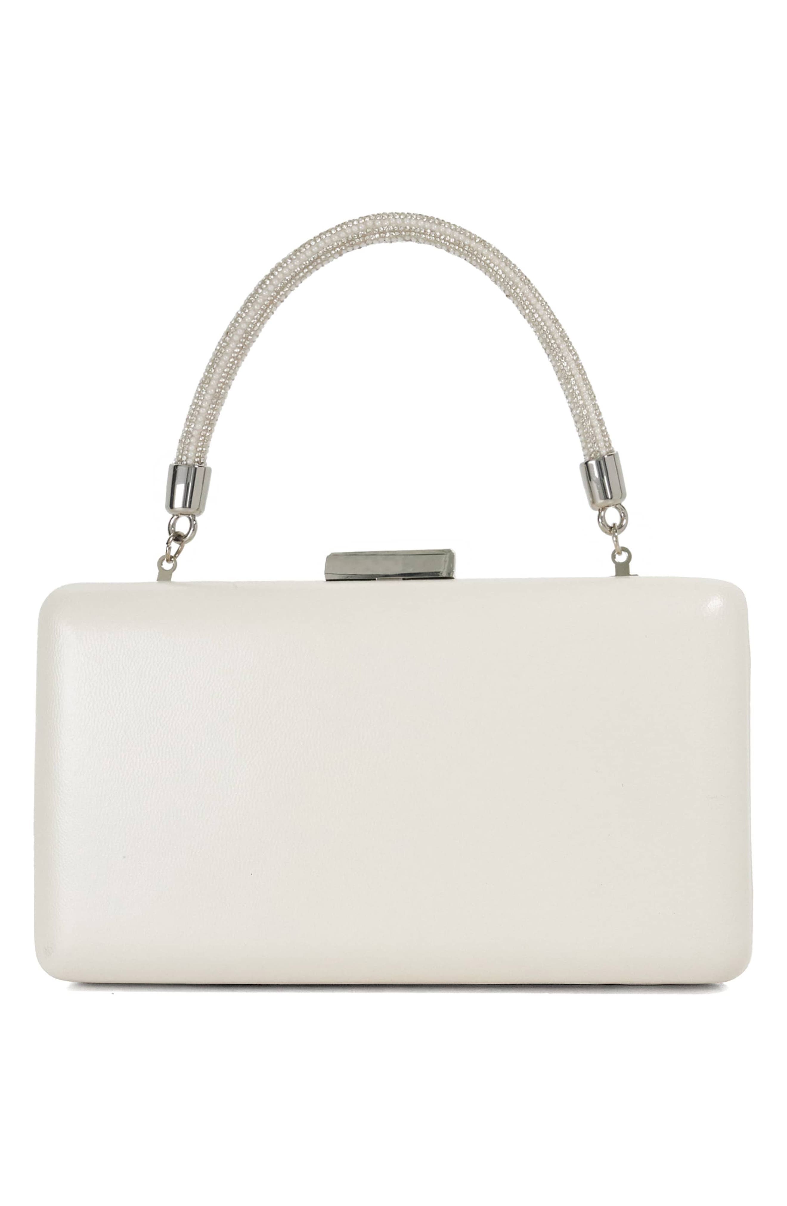 Dune London Brunch Leather Frame Clutch, Alternate, color, Ivory