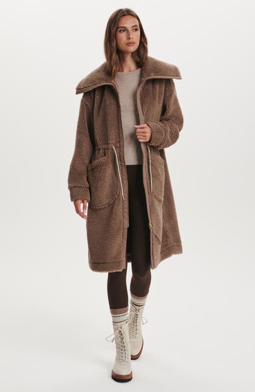 Varley Logan Longline Sherpa Fleece Coat Jacket In Burgundy
