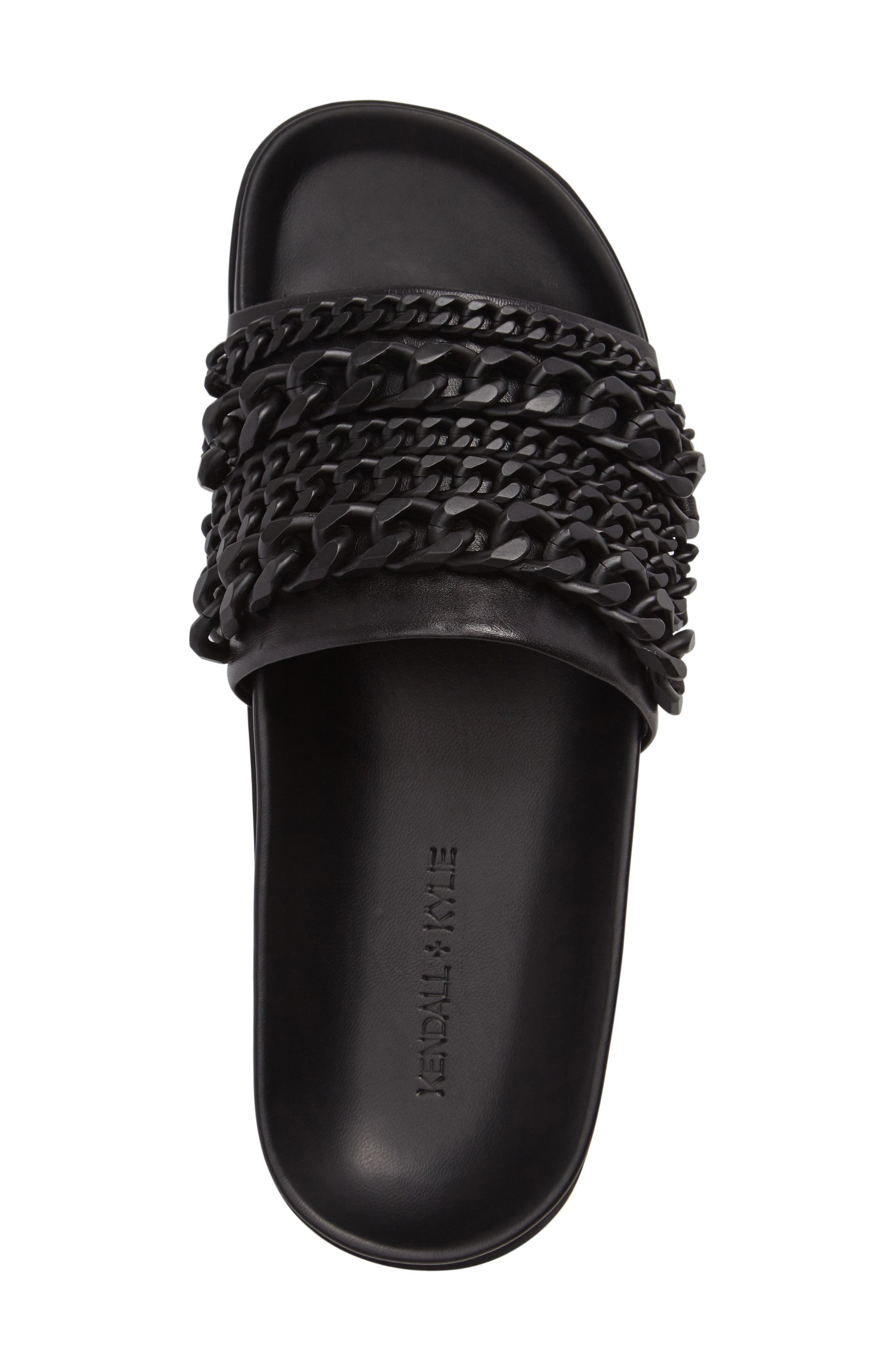 Shiloh Chain Link Platform Slide, Alternate, color, BLACK/ MATTE BLACK LEATHER