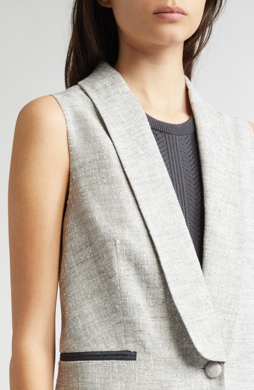 Eleventy Shawl Collar Vest In Light Melange Grey