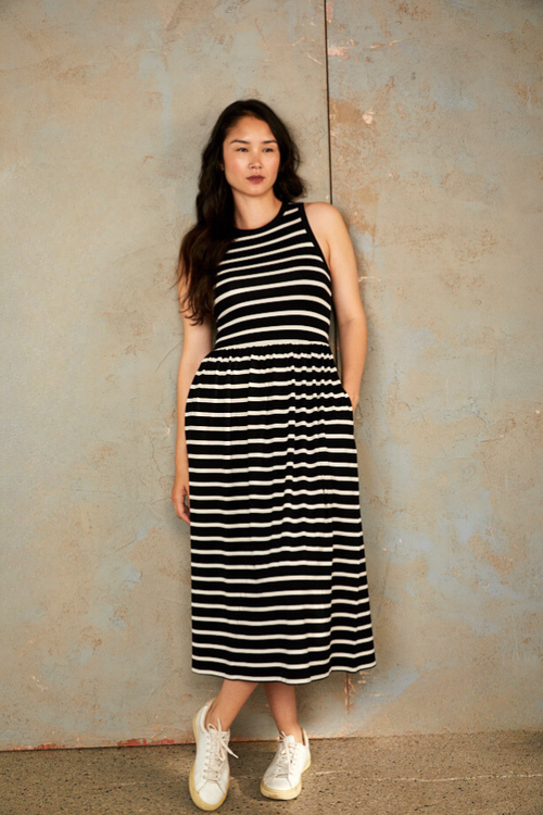 The Bshirt Racer Back Gathered Dress In Multi
