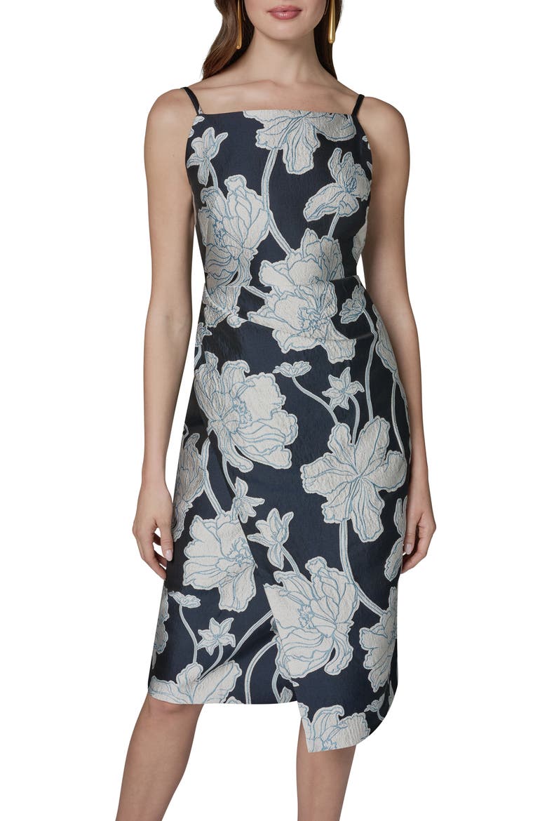 Floral Embroidered Cocktail Dress, Alternate, color, NIGHTFLL/ S
