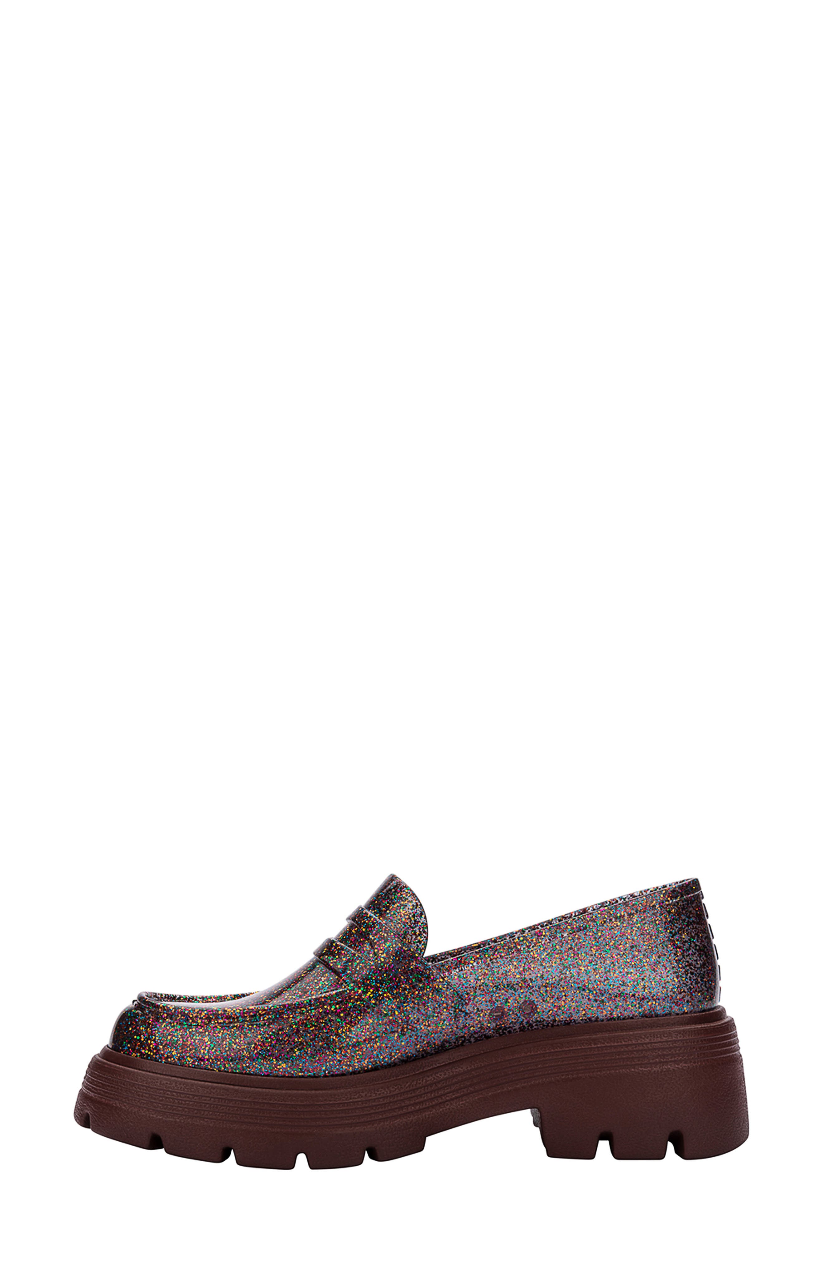 Melissa Royal Platform Penny Loafer, Alternate, color, Glitter Multicor