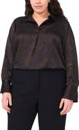Halogen® Metallic Floral Satin Charmeuse Top