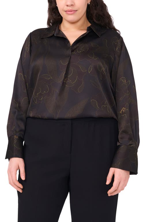 Halogenr Halogen(r) Metallic Floral Satin Charmeuse Top In Black
