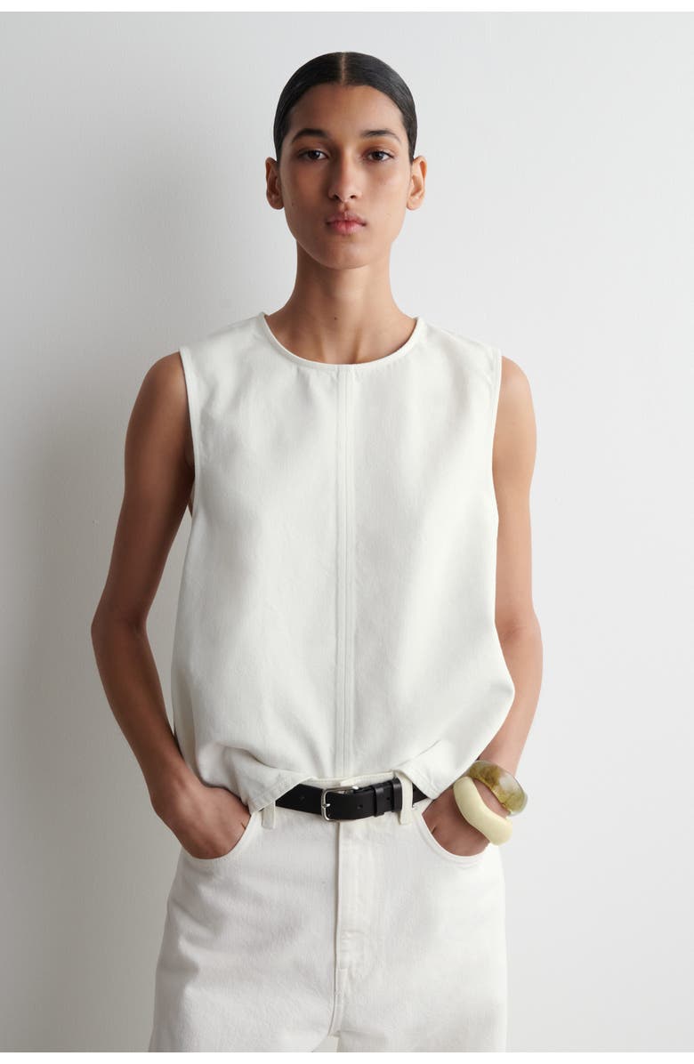 COS Sleeveless Denim Top, Main, color, White