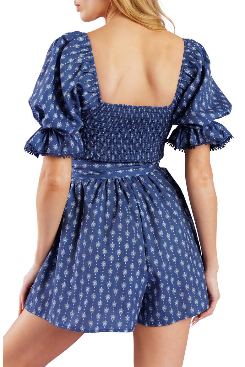 Print Short Romper, Alternate, color, NAVY