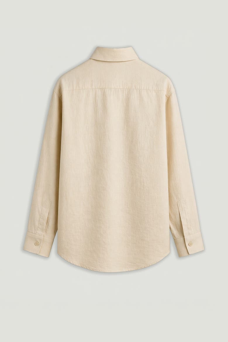 Oversized Linen Button Up Shirt, Alternate, color, Ivory