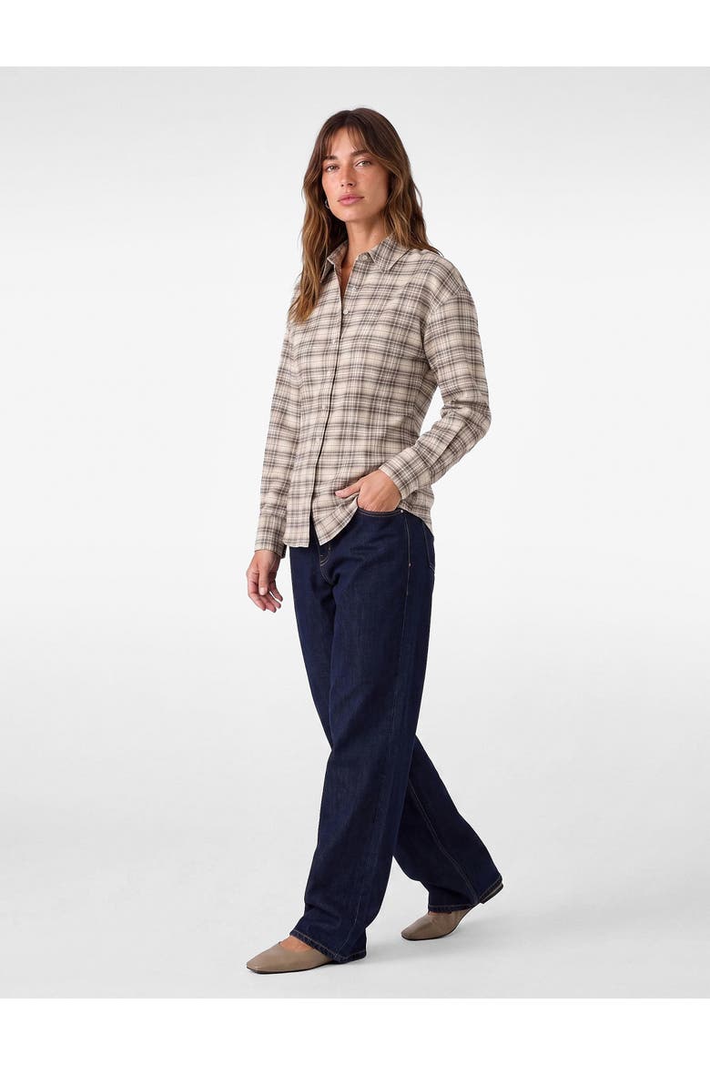 Long Sleeve Pointed Collar Plaid Shirt, Main, color, GREEN CHECK