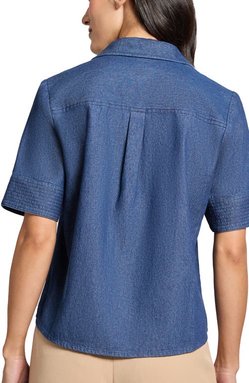 Jones New York Short Sleeve Denim Button-up Shirt In Dark Wash