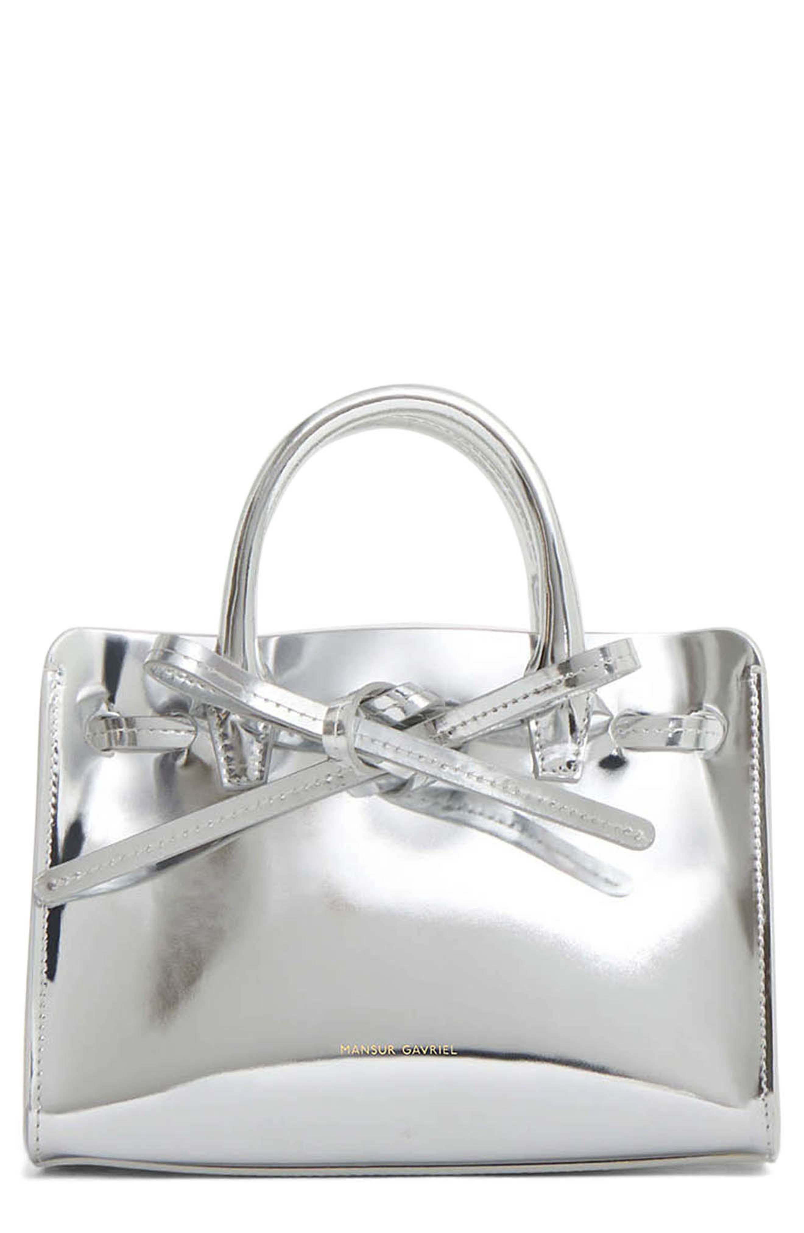 Mansur Gavriel Mini Sun Metallic Leather Tote, Main, color, 