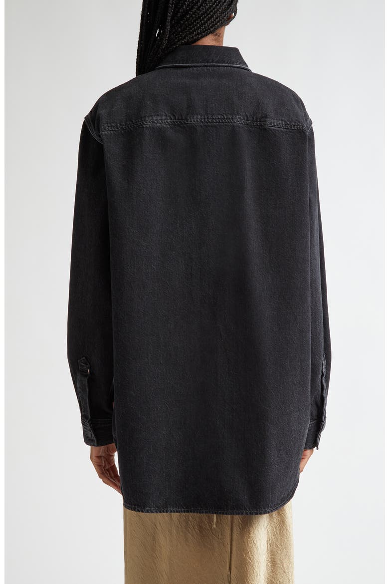 Relaxed Fit Organic Cotton Denim Button-Up Shirt, Alternate, color, BLACK