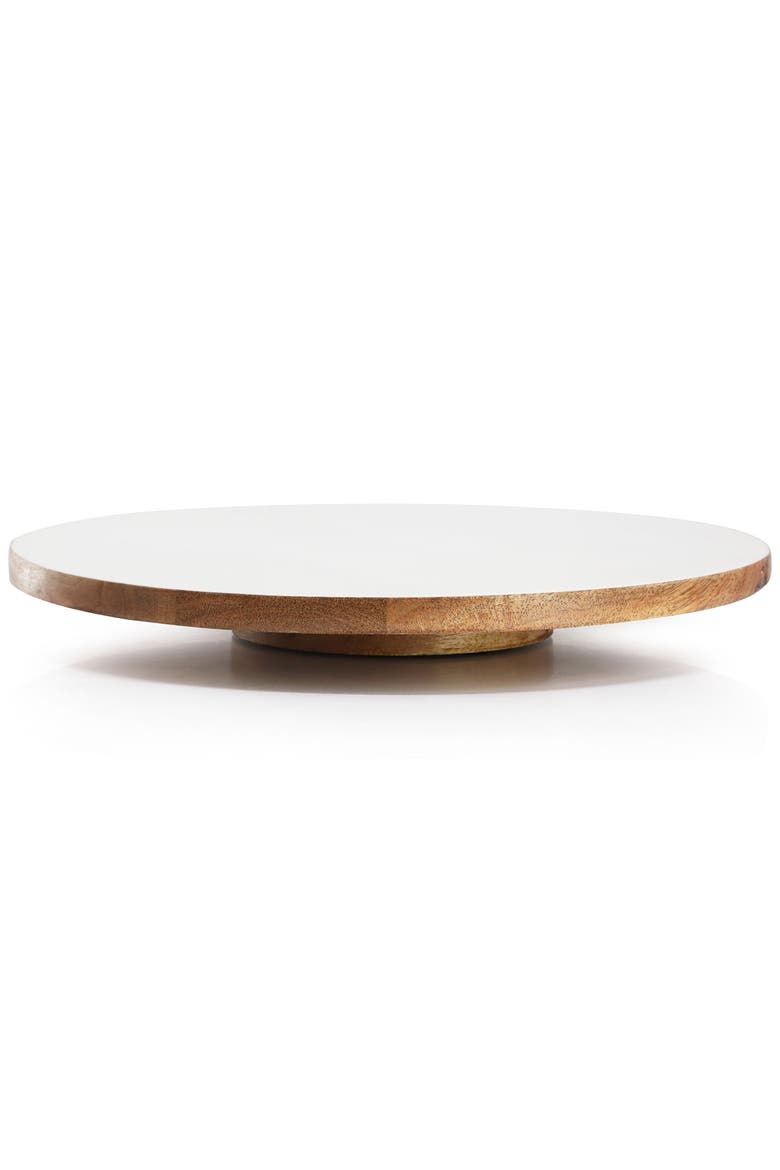 14 Inch Wood Lazy Susan Serving Board, Alternate, color, White