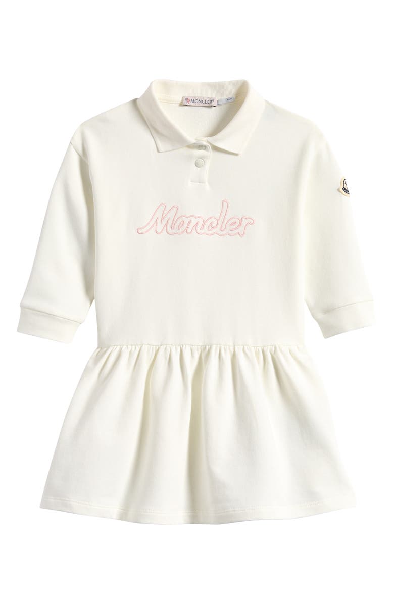 Moncler Kids' Logo Embroidered Long Sleeve Polo Sweatshirt Dress, Main, color, 