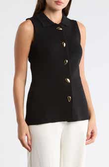 Adrianna Papell Teardrop Button Sweater Vest