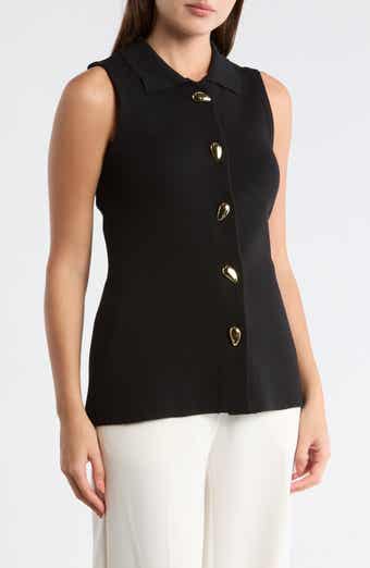 Adrianna Papell Teardrop Button Sweater Vest