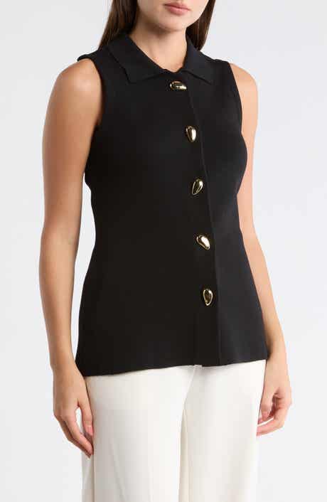 Adrianna Papell Teardrop Button Sweater Vest