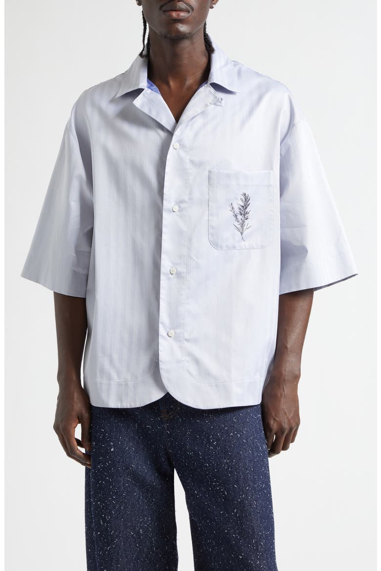 La Chemise Gardian Rosemary Graphic Camp Shirt, Main, color, ROSEMARY LIGHT BLUE