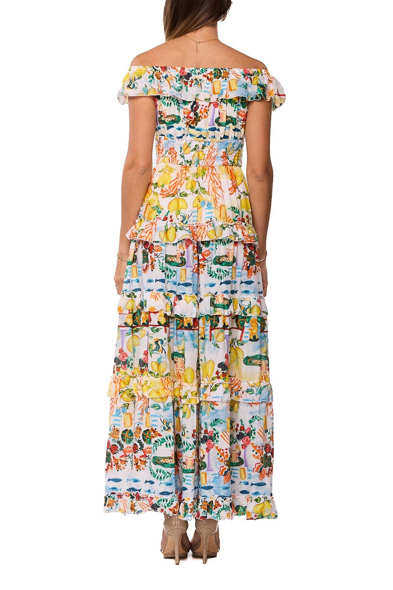 Off the Shoulder Ruffle Maxi Dress, Alternate, color, BLUE