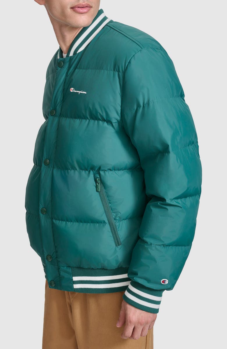 Champion Varsity Quilted Bomber Jacket, Alternate, color, Rain Forest