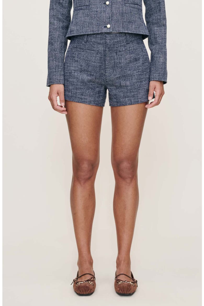 Zoie Mid Rise Relaxed Cotton & Wool Shorts, Main, color, EVERBLUE