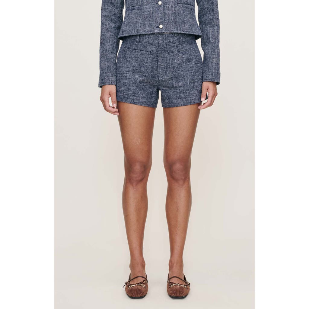 Dl1961 Zoie Mid Rise Relaxed Cotton & Wool Shorts In Blue