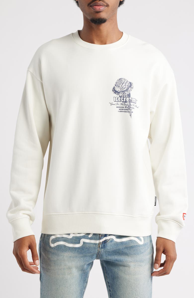 ICECREAM The Biz Graphic Sweatshirt, Main, color, Whisper White